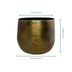 Cache-pot fait main Elisa Vintage Green en métal patiné – Pot décoratif rustique chic pour intérieur