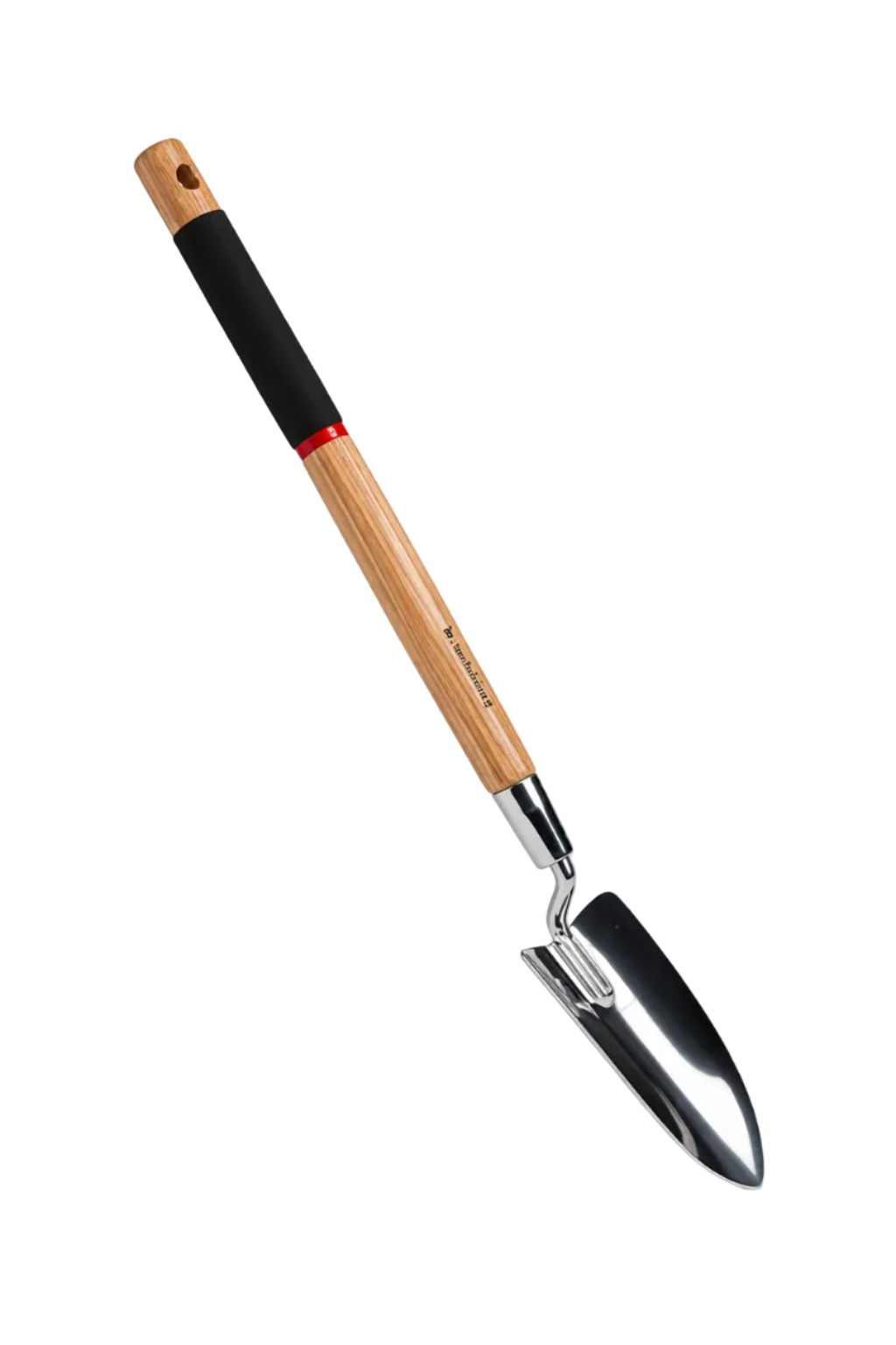 Long galvanized steel garden trowel - potting scoop with wooden handle