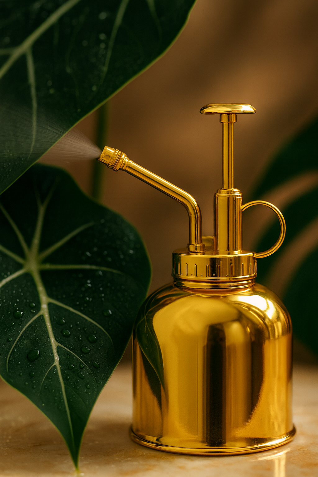 Vaporisateur d’Arrosage 300 ml – Verre & Acier Inoxydable Premium (Doré, Argenté ou Transparent)