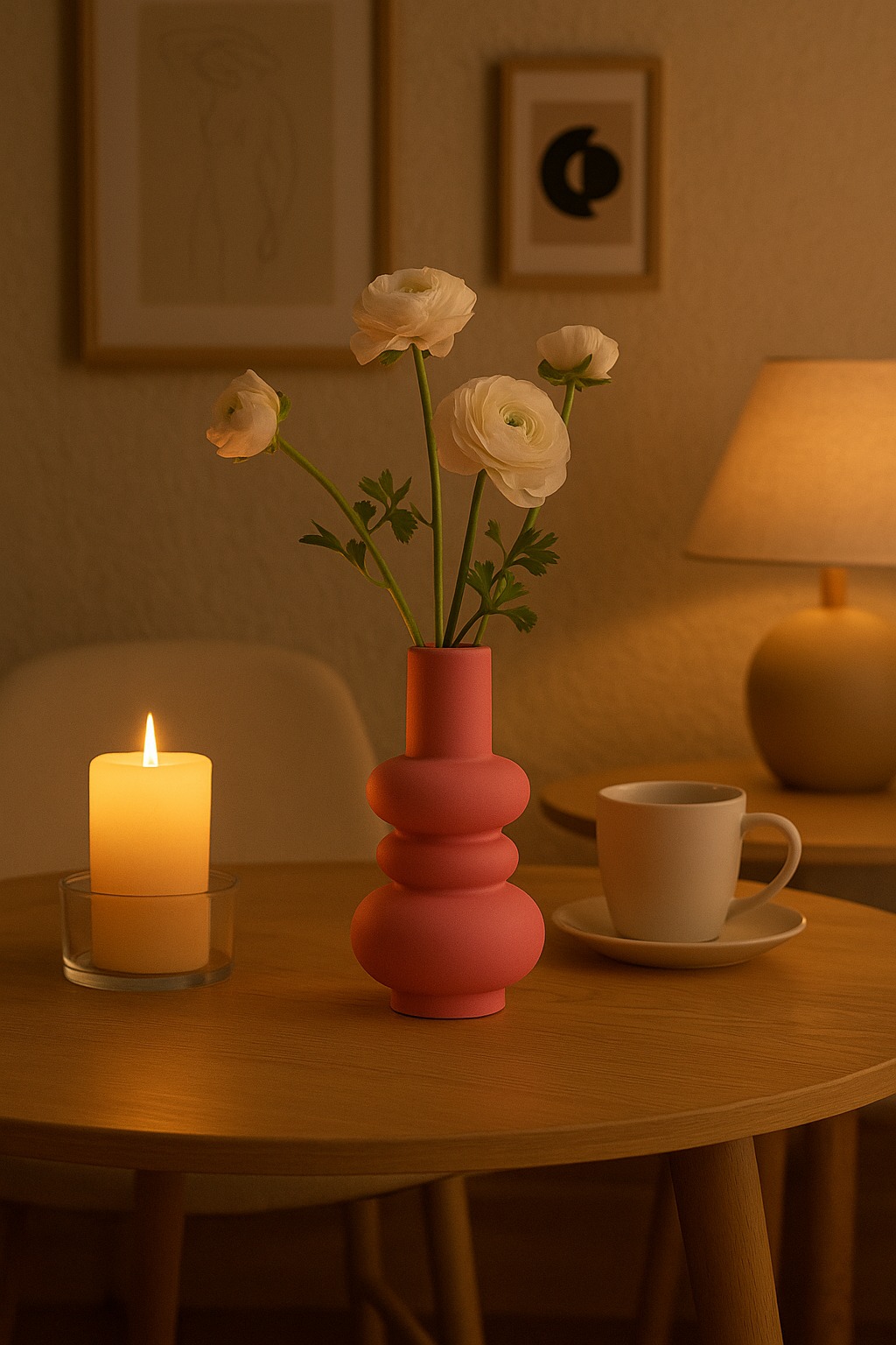 Vase en céramique rose design – Déco moderne & minimaliste pour fleurs ou intérieur