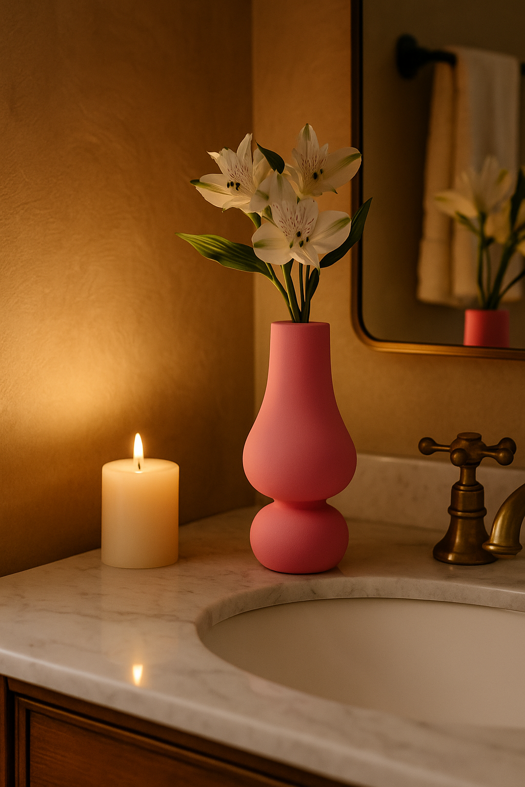 Vase en céramique rose design – Déco moderne & minimaliste pour fleurs ou intérieur