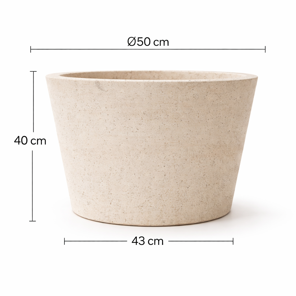 large beige plant pot Patinated Beige Stone Fiber Plant Pot – Large Decorative Size – Douceur Maison