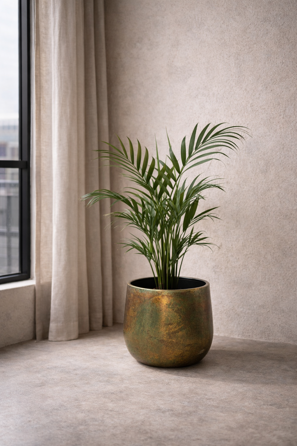 Cache-pot fait main Elisa Vintage Green en métal patiné – Pot décoratif rustique chic pour intérieur