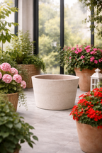 Cache-pot Beige Patiné – Grand cache-pot décoratif en fibre de pierre