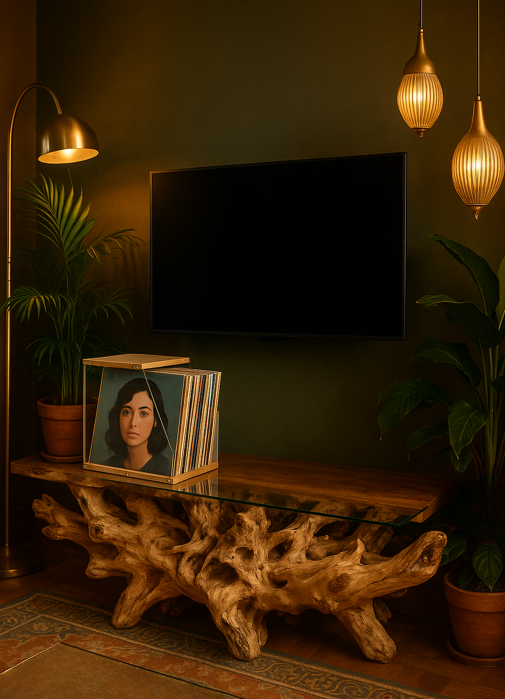 Porte-Vinyles en Bois & Plexi – Rangement Disques Vinyles, Support Vinyle Design 40+ LP – Organisateur Transparent & Élégant