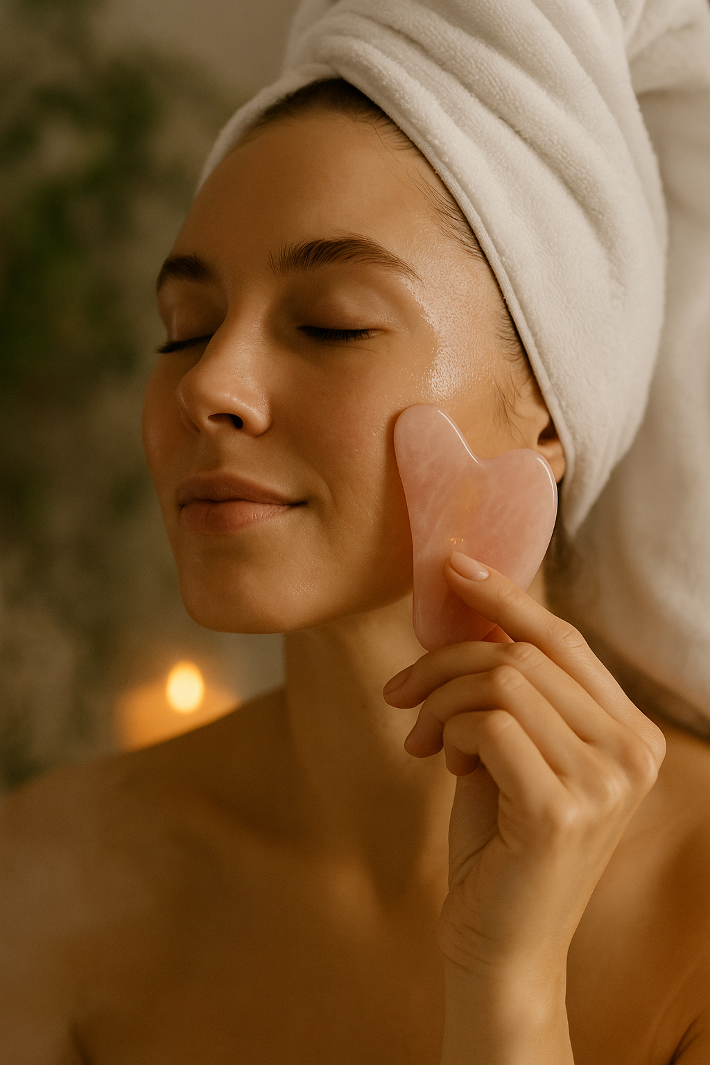 Gua Sha en Quartz Rose & Jade Naturel – Massage Facial Ancestral