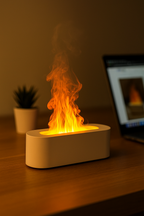 Diffuseur d’Arômes à Effet Flamme – Design Élégant et Atmosphère Cocooning (Blanc)