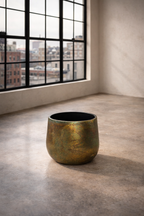 Cache-pot fait main Elisa Vintage Green en métal patiné – Pot décoratif rustique chic pour intérieur