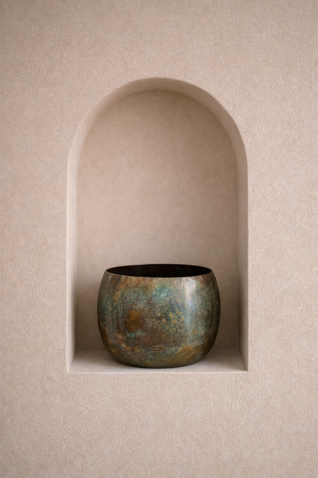 Cache-pot Ellen Vintage Green en métal patiné – Cache-pot décoratif intérieur