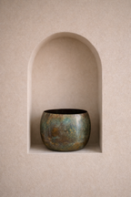 Cache-pot Ellen Vintage Green en métal patiné – Cache-pot décoratif intérieur