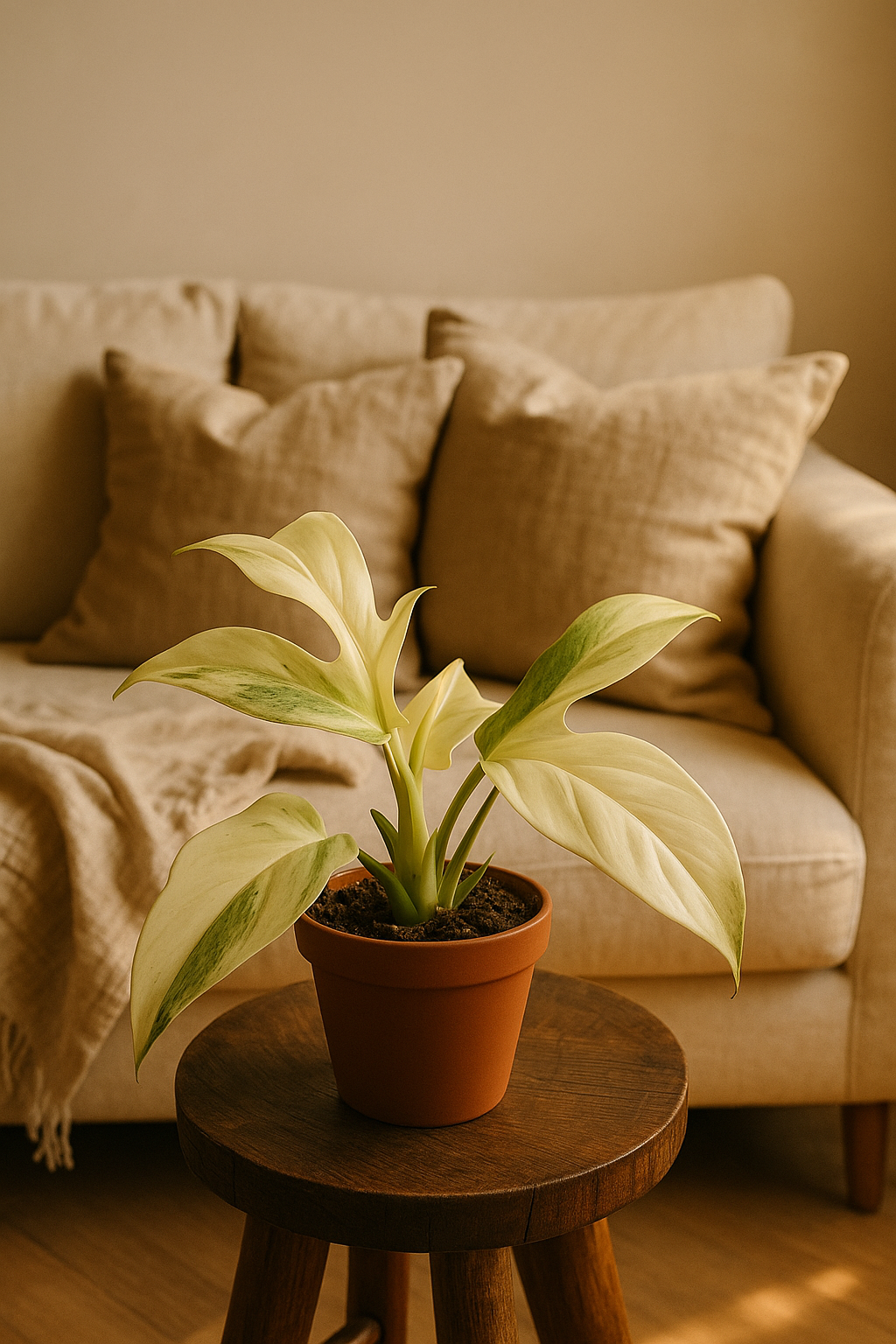 Philodendron Florida Ghost Ø12 cm – Plante rare au feuillage blanc 30 cm