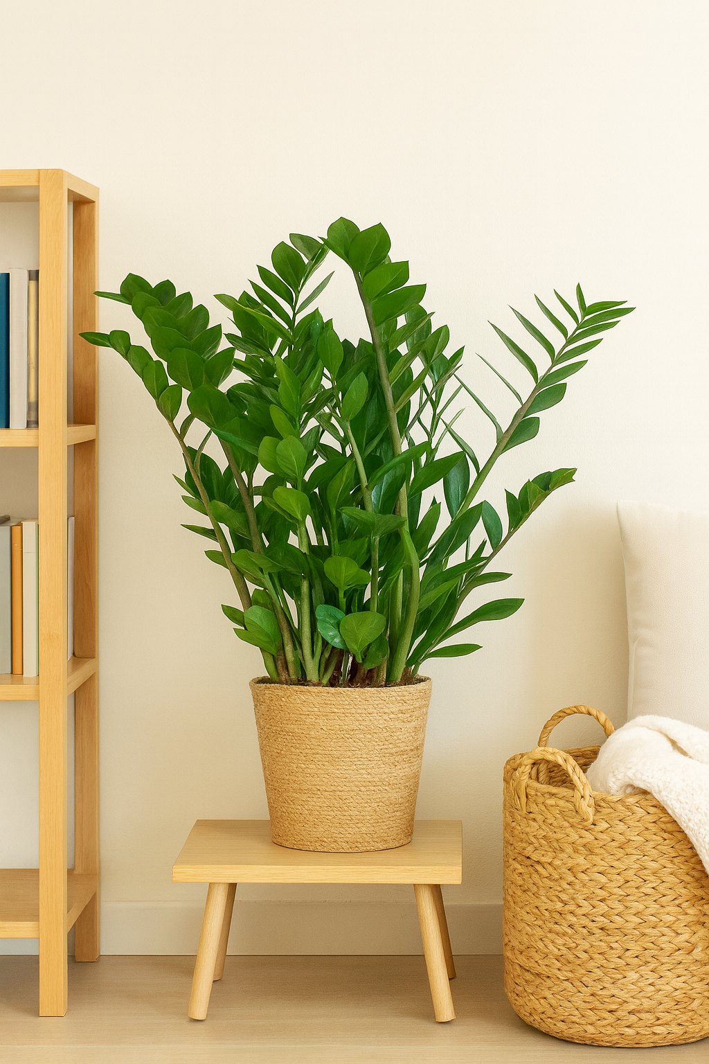 Zamioculcas Zamiifolia avec Panier Sofia – 80 cm | Élégance & Robustesse Naturelle