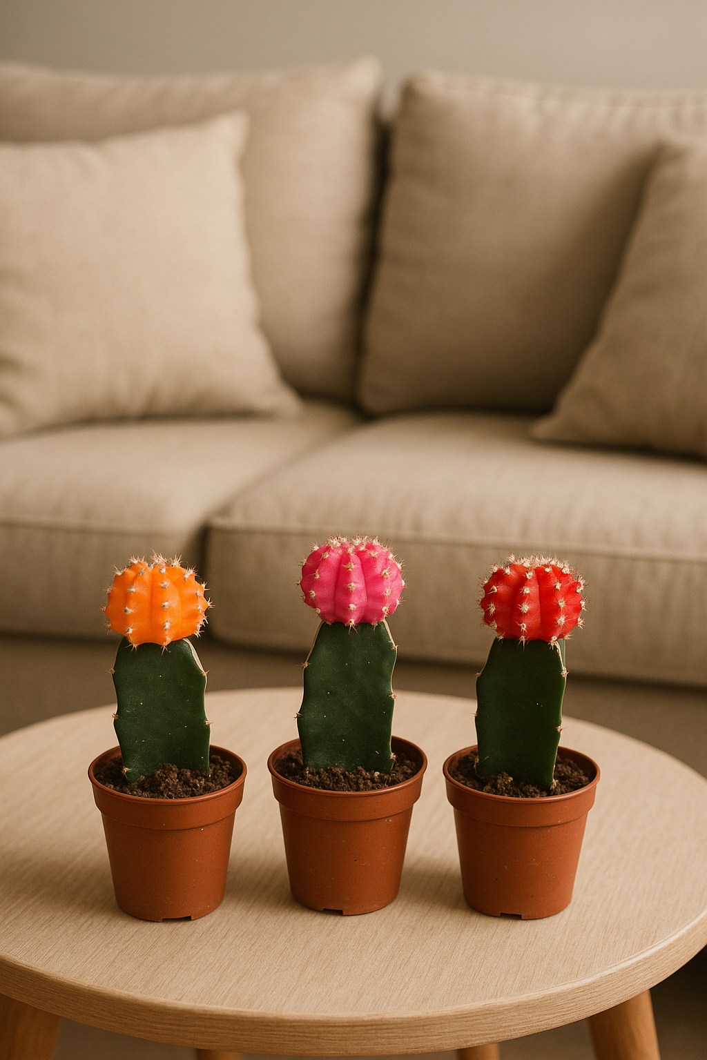 Gymnocalycium Mix – Trio de Cactus Greffés – Ø5,5 cm / ≈16-22cm – Lot de 3