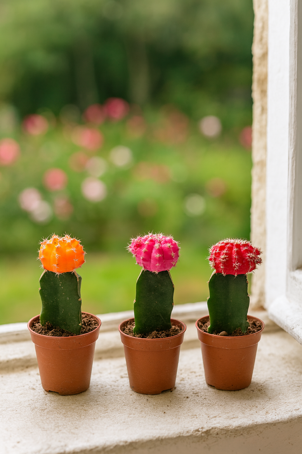 Gymnocalycium Mix – Trio de Cactus Greffés – Ø5,5 cm / ≈16-22cm – Lot de 3