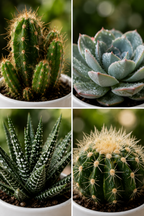 Mixed Cacti & Succulents – 15 Plants in White Pots – Ø5.5 cm