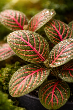 Fittonia Bubble Red – Red and green tropical mosaic plant – Ø8.5 cm