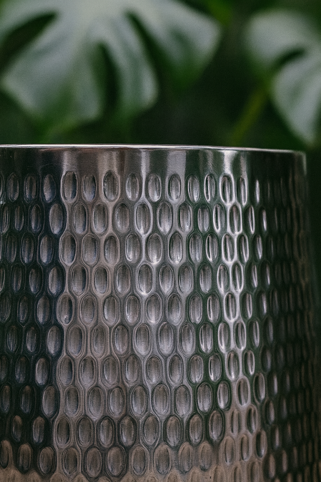 Jenna Lead Anthracite Hammered Cachepot – Contemporary Ceramic Planter