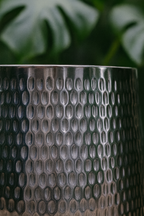 Jenna Lead Anthracite Hammered Cachepot – Contemporary Ceramic Planter
